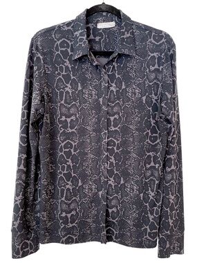 Anatomie Women’s Tania Long Sleeve Blouse Snake Print Snap Front Travel Stretch